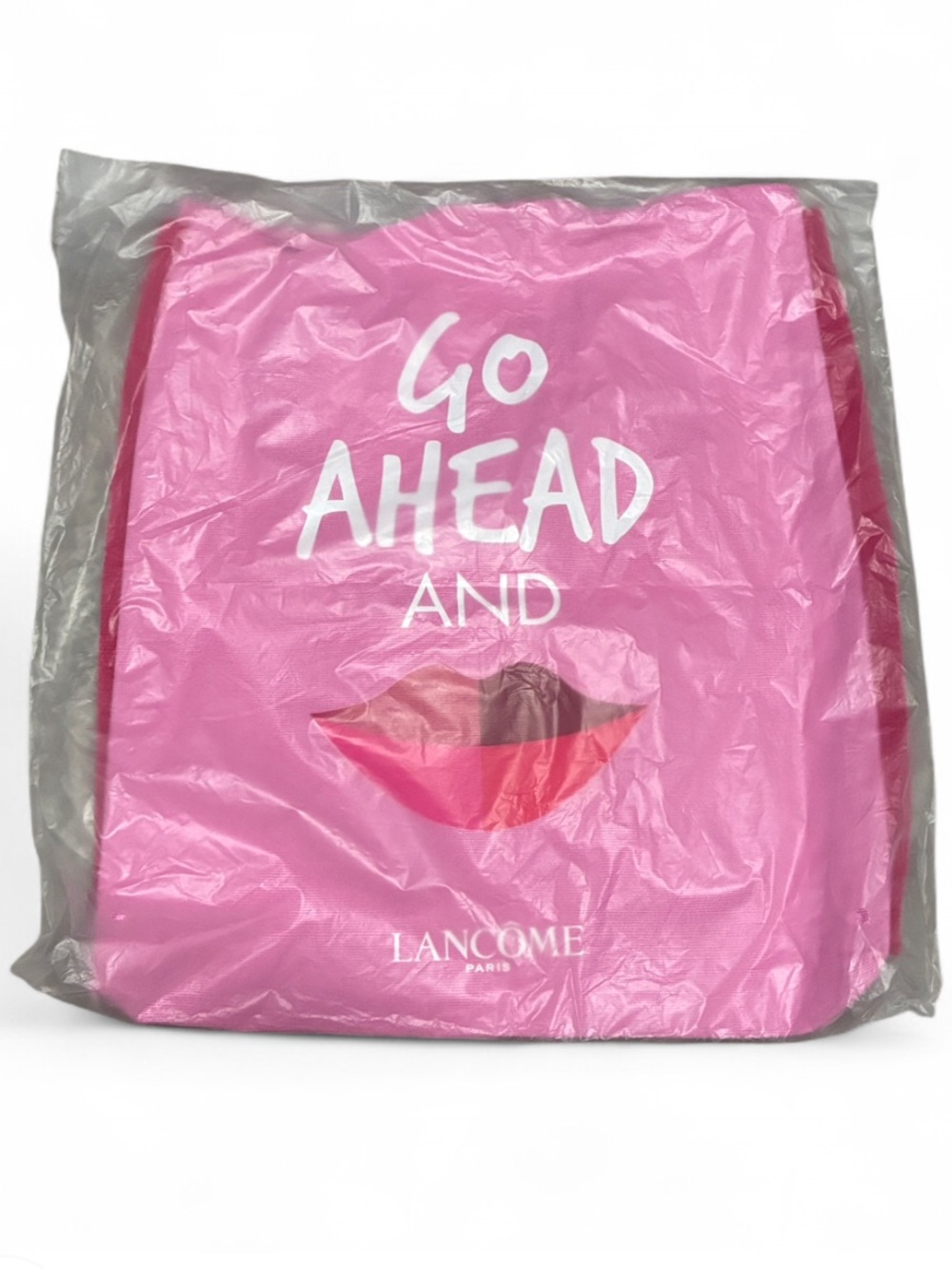 NWT Lancôme Paris Pink Go Ahead and Smile Graphic Tote Bag